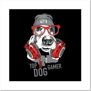 Top Dog Gamer Funny Gaming Headset Beanie Hat Posters and Art